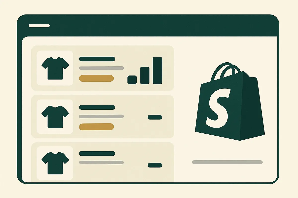 Shopify admin inventory screen showing stock levels alongside a modern inventory management dashboard with weeks cover data
