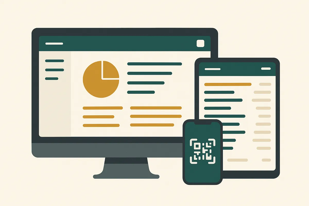 Architectural diagram showing how Shopify native inventory, a dedicated inventory app, barcode scanning, and reporting tools layer together