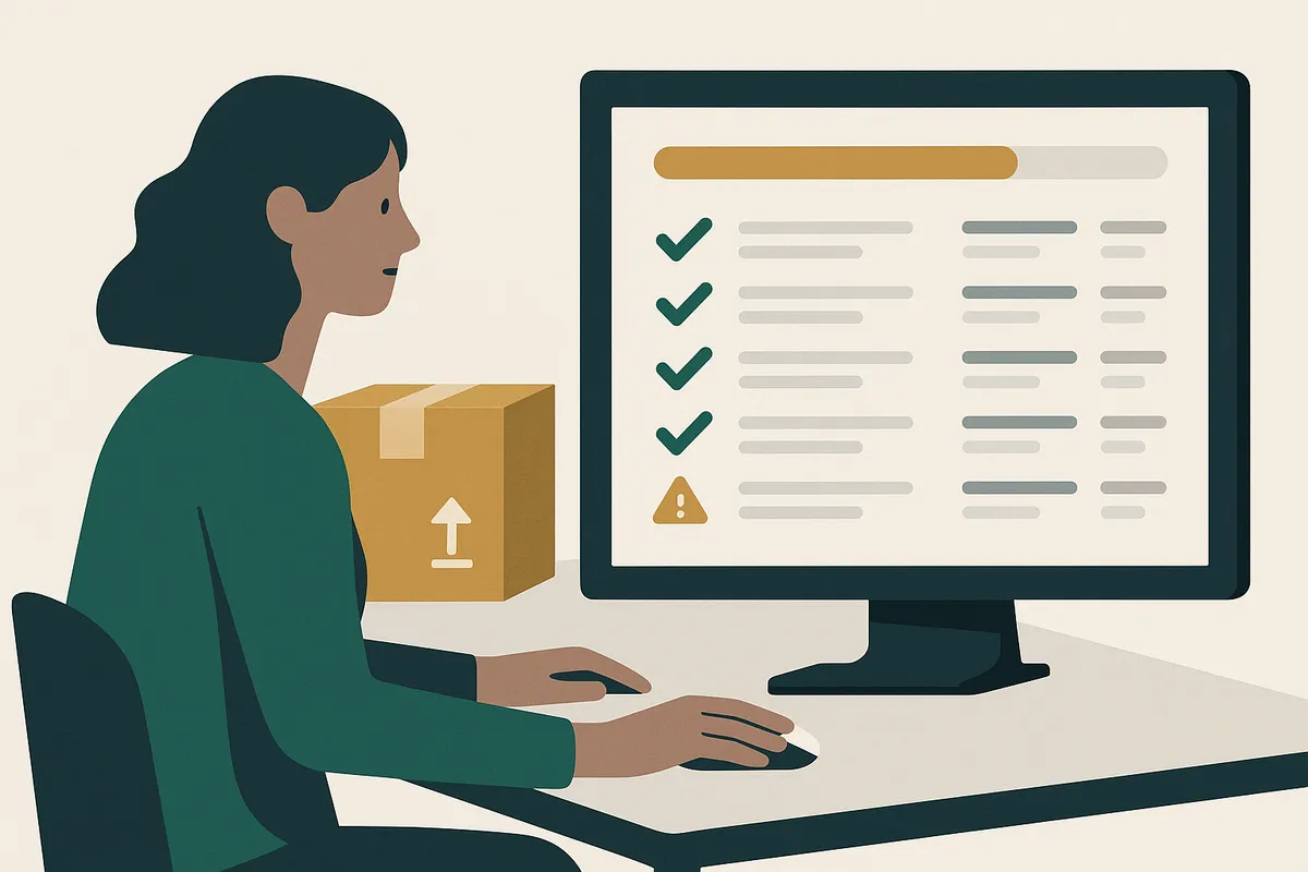 Canopy goods receiving interface showing barcode scanning of incoming delivery matched against a purchase order