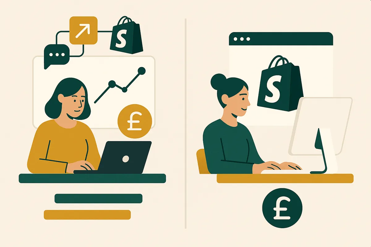Side-by-side comparison layout showing Canopy and Linnworks interfaces for Shopify inventory management