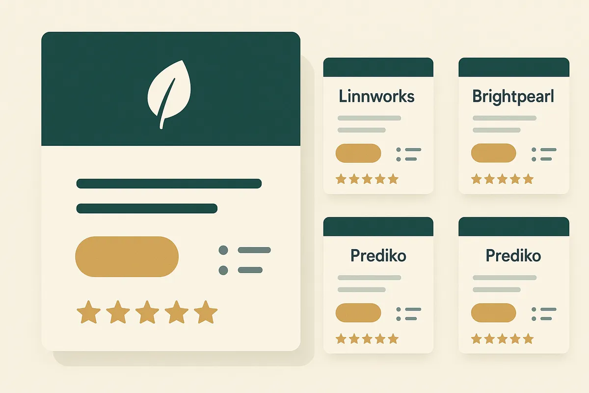 Feature comparison grid showing Stocky replacement options for different business sizes
