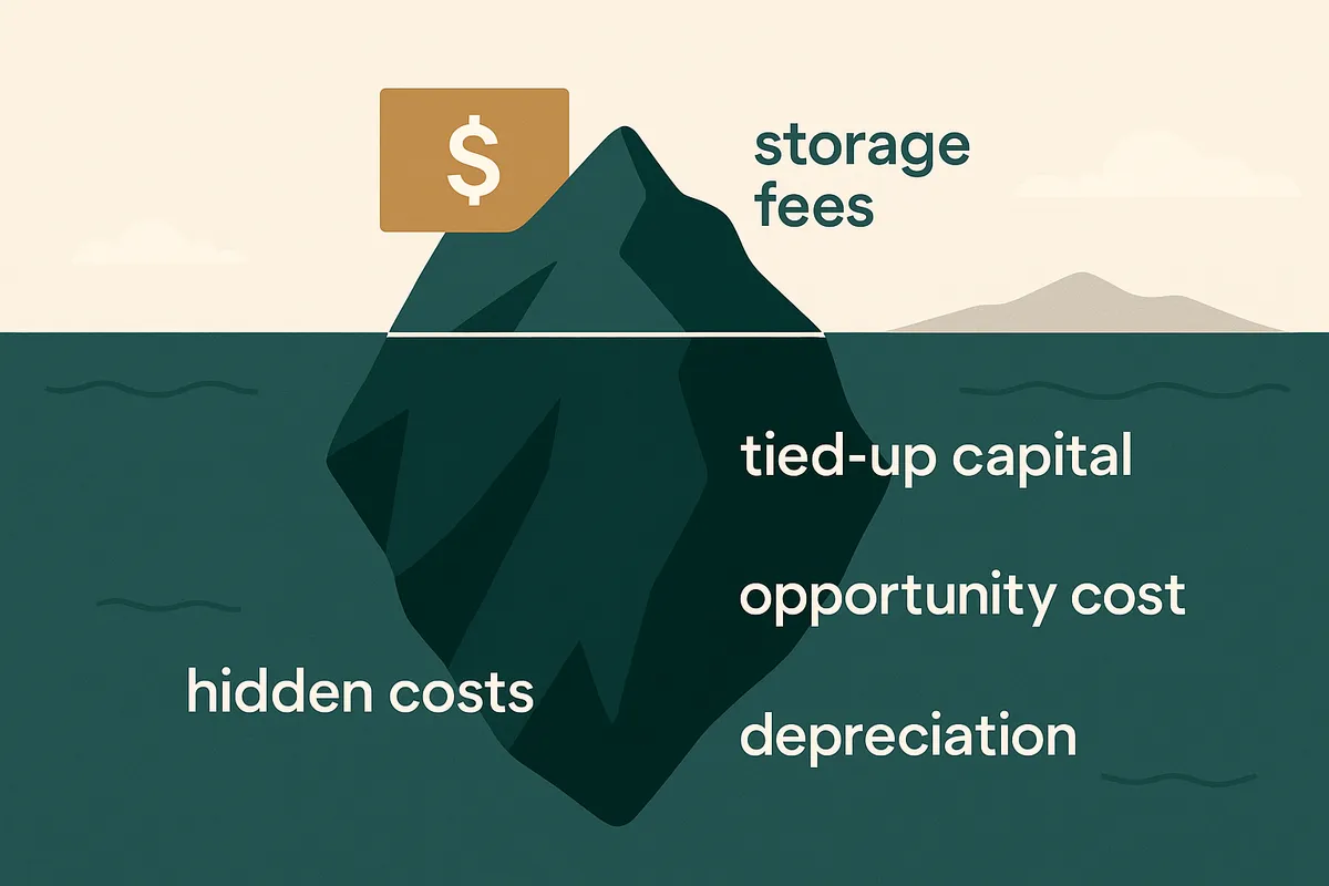 Visual breakdown showing the visible and hidden costs of stockouts including customer loss, SEO impact, and PPC waste