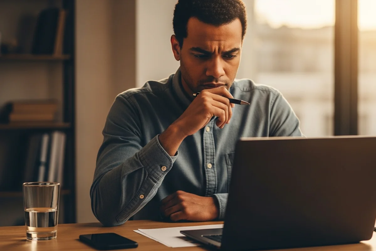 Business owner reviewing reorder timing for inventory
